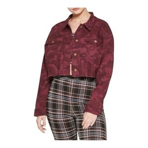 wild fable Maroon Cropped Camouflage Jacket